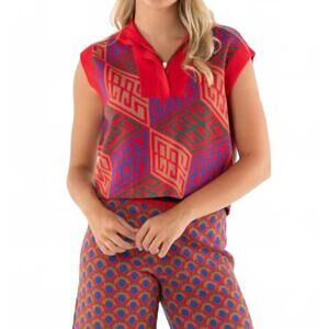 NEW EMILY MCCARTHY poppy pullover vest in vintage monogram